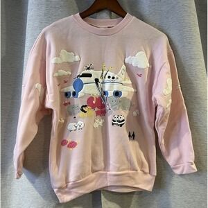 Vintage Spumoni Sweatshirt Girls Large Air Noah Animals Graphic Made USA 90s